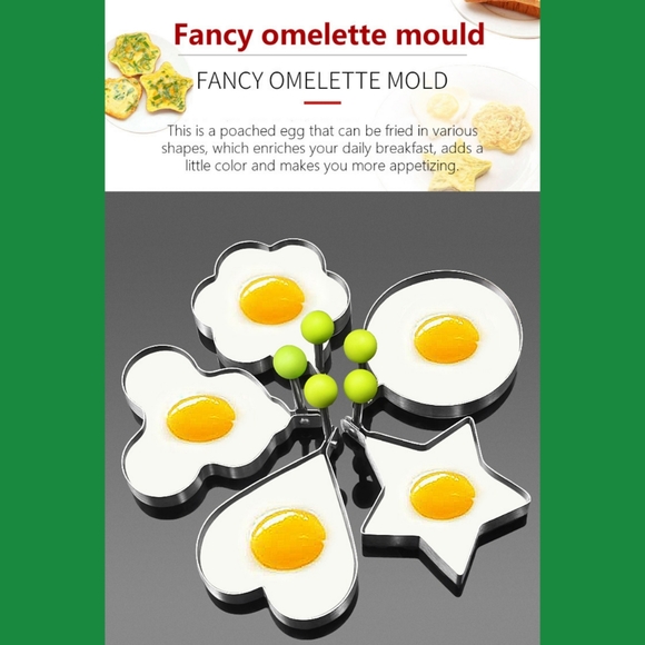 New 5 pack fancy omelette molds egg molds heart star circle mouse breakfast mold - Picture 1 of 11